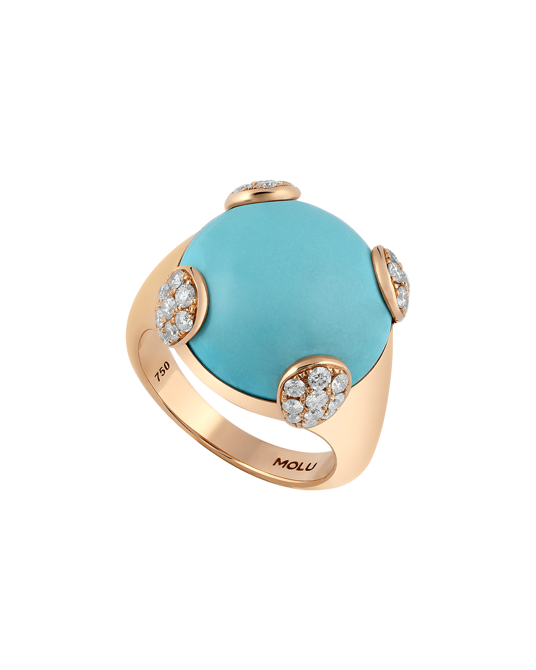 Tropica Colors Pırlantalı Turkuazlı Yüzük
