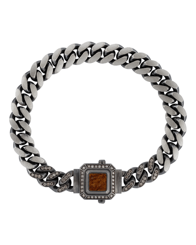 Legend Kahve Pırlantalı Pietersite Taşlı Zincir Bilezik