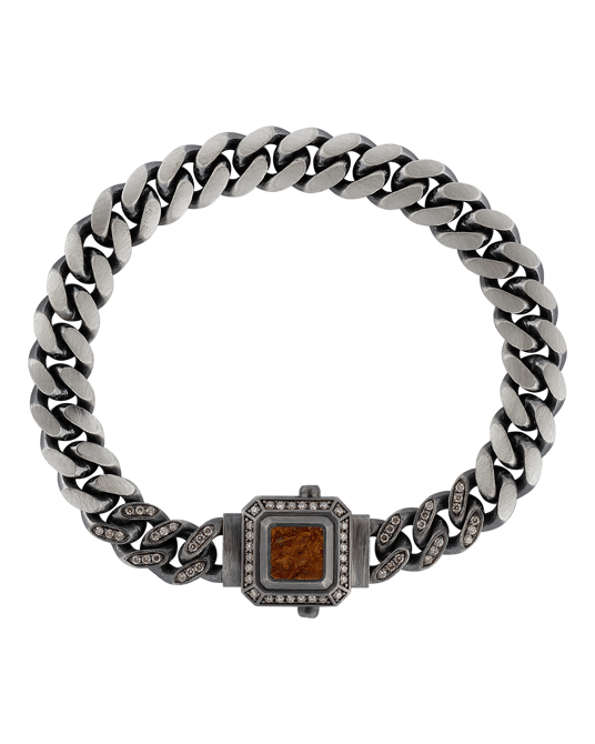 Legend Kahve Pırlantalı Pietersite Taşlı Zincir Bilezik