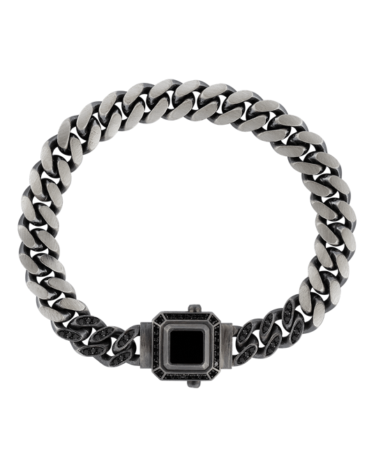 Legend Kahve Pırlantalı Oniksli Zincir Bilezik