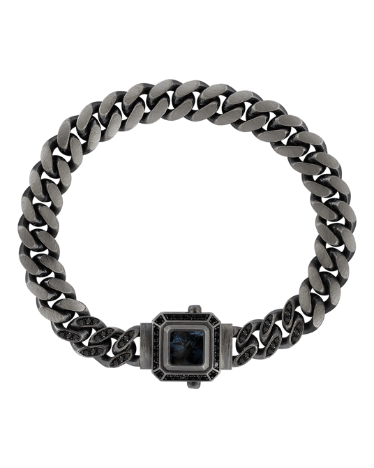 Legend Siyah Pırlantalı Pietersite Taşlı Zincir Bilezik