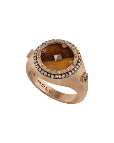 Picture of Legend Brown Diamond Tiger Eye Gold Little Finger Ring
