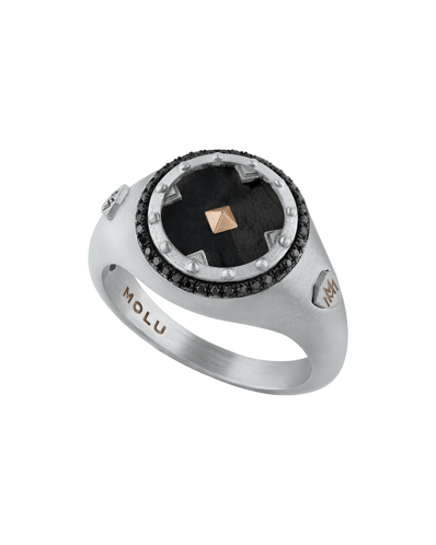 Picture of Legend Black Diamond Carbon Fiber Silver Ring