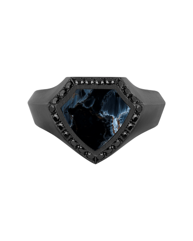 Legend Siyah Pırlantalı Pietersite Taşlı 925 Gümüş Yüzük YZ-12248-026