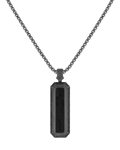 Molu Siyah Pırlantalı Karbon Fiber 925 Gümüş Kolye KL-8475-026