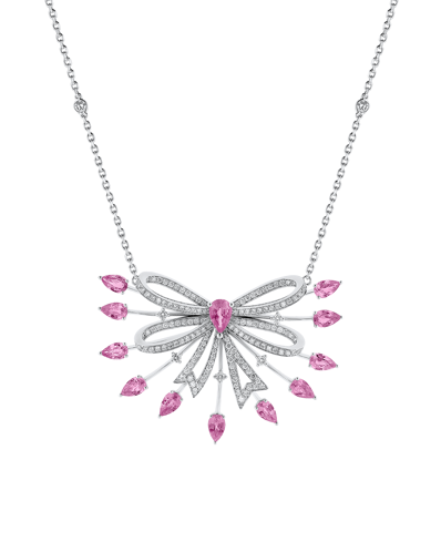 Today's Princess Pırlantalı 18 Ayar Beyaz Altın Pembe Safirli Kolye KL-8430-A-026