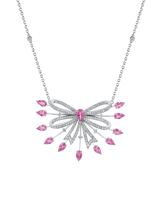 Today's Princess Pırlantalı 18 Ayar Beyaz Altın Pembe Safirli Kolye KL-8430-A-026