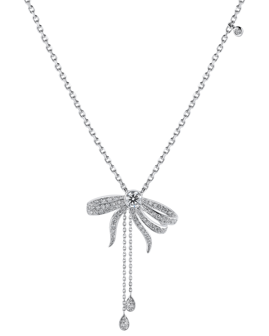 Today's Princess Pırlantalı 18 Ayar Beyaz Altın Sallantılı Kurdele Kolye KL-8426-026