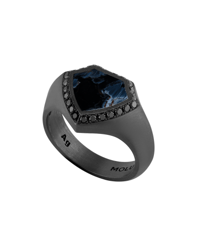 Legend Siyah Pırlantalı Pietersite Taşlı 925 Gümüş Yüzük YZ-12248-026