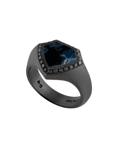 Legend Siyah Pırlantalı Pietersite Taşlı 925 Gümüş Yüzük YZ-12248-026