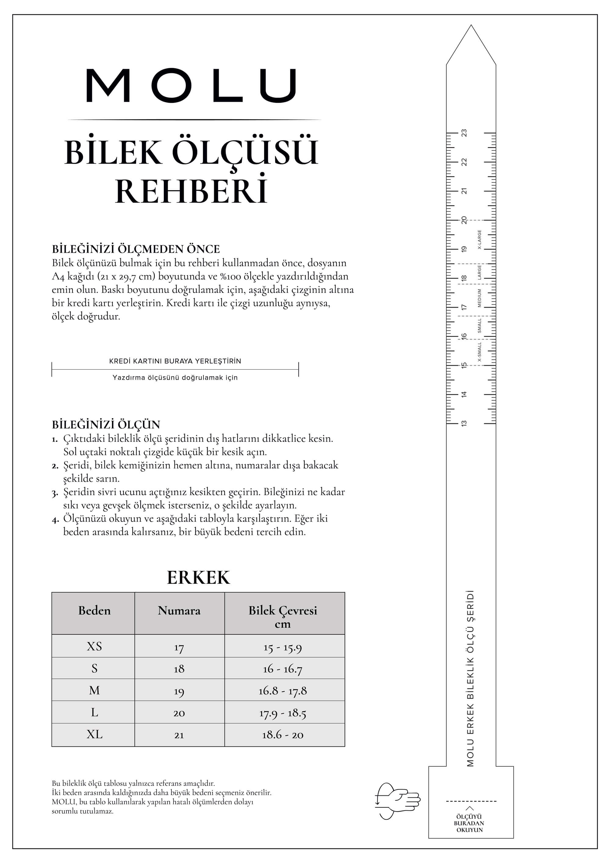 Molu Erkek Bilek Ölçüsü Rehberi
